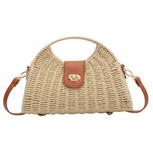 Straw Crossbody Bag Handwoven Rattan Tote Bags Straw Top Handle :^)